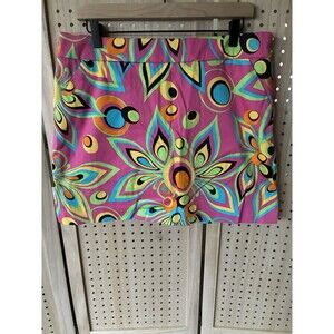 Loudmouth Active Skort/Skirt Shagadelic Sz 12 Psychedelic Floral Cotton Stretch